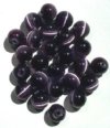 25 8mm Round Amethyst Fiber Optic Cats Eye Beads